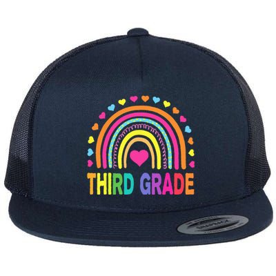 Third Grade 3rd Grade Rainbow Teachers Back To School Flat Bill Trucker Hat