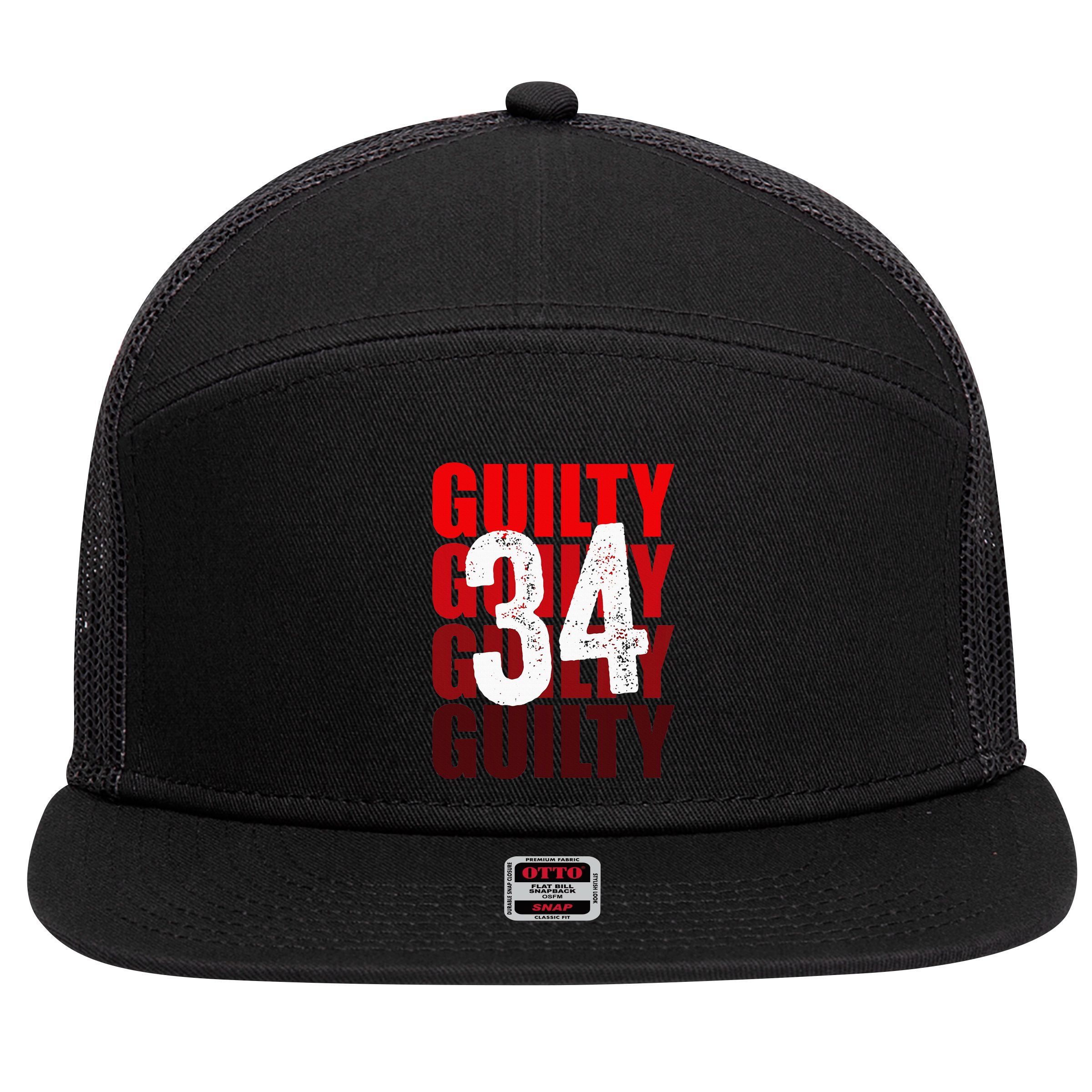 Trump Guilty 34 Counts 7 Panel Mesh Trucker Snapback Hat