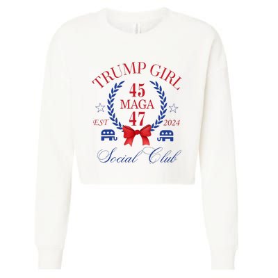 Trump Girl 45 47 Maga Est 2024 Social Club Happy Cropped Pullover Crew