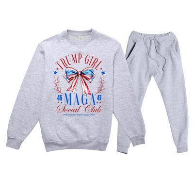 Trump Girl 45 47 Maga Est 2024 Social Club Happy 4th Of July Premium Crewneck Sweatsuit Set