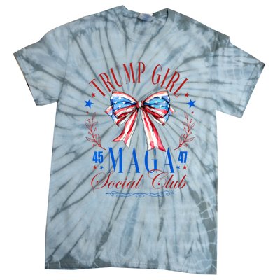 Trump Girl 45 47 Maga Est 2024 Social Club Happy 4th Of July Tie-Dye T-Shirt