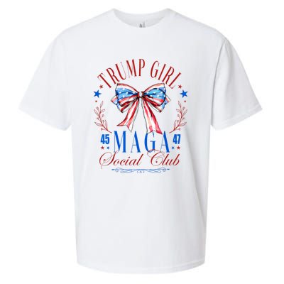 Trump Girl 45 47 Maga Est 2024 Social Club Happy 4th Of July Sueded Cloud Jersey T-Shirt