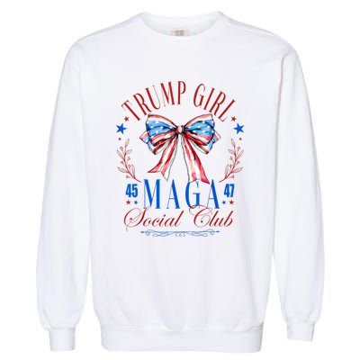 Trump Girl 45 47 Maga Est 2024 Social Club Happy 4th Of July Garment-Dyed Sweatshirt