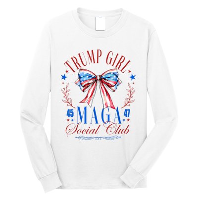 Trump Girl 45 47 Maga Est 2024 Social Club Happy 4th Of July Long Sleeve Shirt