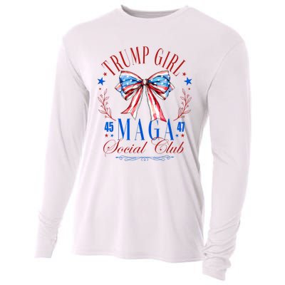 Trump Girl 45 47 Maga Est 2024 Social Club Happy 4th Of July Cooling Performance Long Sleeve Crew