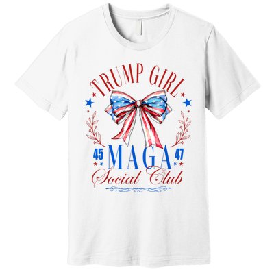 Trump Girl 45 47 Maga Est 2024 Social Club Happy 4th Of July Premium T-Shirt