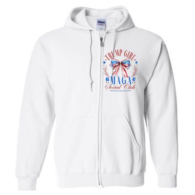 Trump Girl 45 47 Maga Est 2024 Social Club Happy 4th Of July Full Zip Hoodie