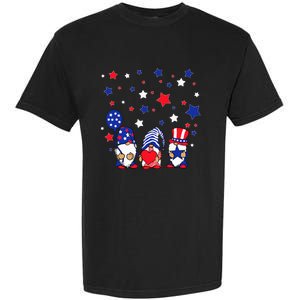 Three Gnomes 4th Of July Red White and Blue Garment-Dyed Heavyweight T-Shirt