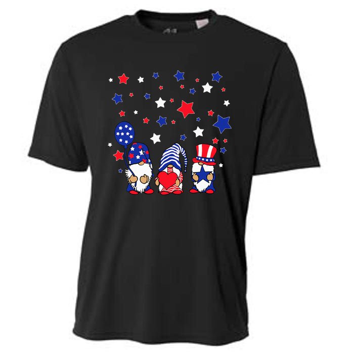 Three Gnomes 4th Of July Red White and Blue Cooling Performance Crew T-Shirt