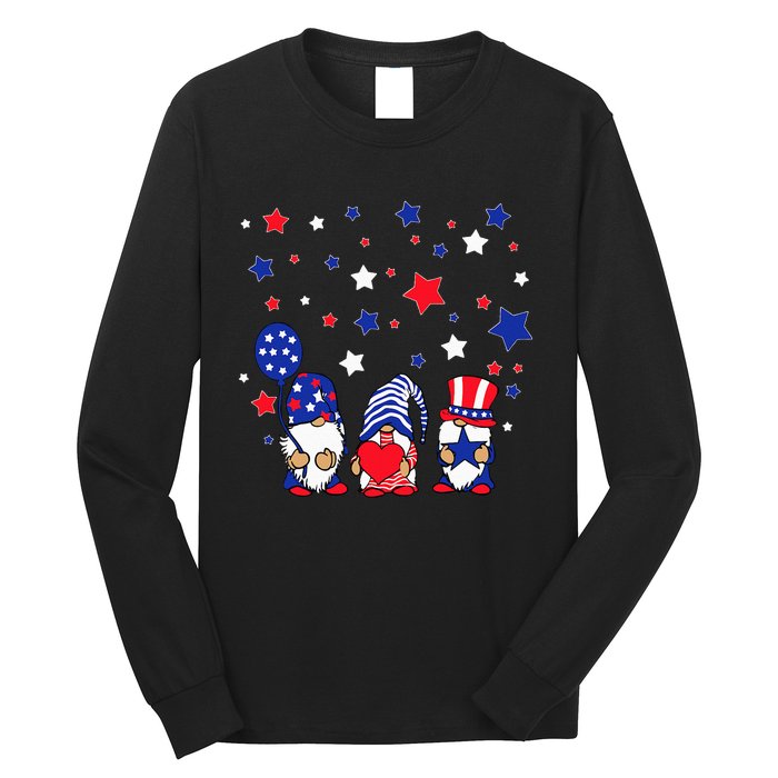 Three Gnomes 4th Of July Red White and Blue Long Sleeve Shirt