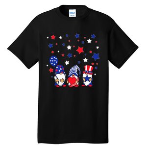 Three Gnomes 4th Of July Red White and Blue Tall T-Shirt