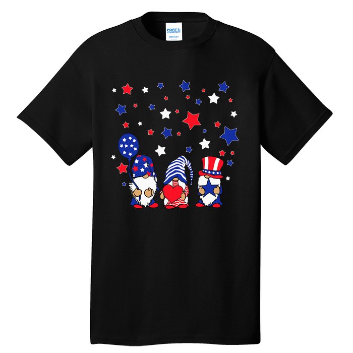 Three Gnomes 4th Of July Red White and Blue Tall T-Shirt