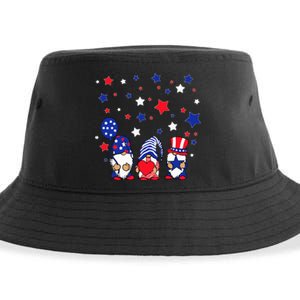 Three Gnomes 4th Of July Red White and Blue Sustainable Bucket Hat