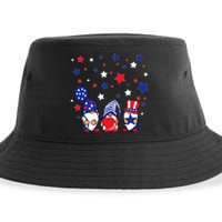 Three Gnomes 4th Of July Red White and Blue Sustainable Bucket Hat