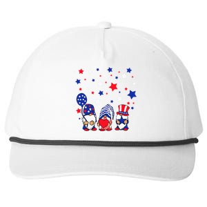 Three Gnomes 4th Of July Red White and Blue Snapback Five-Panel Rope Hat