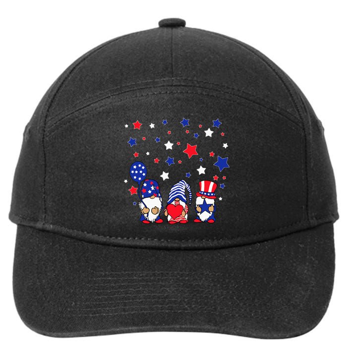 Three Gnomes 4th Of July Red White and Blue 7-Panel Snapback Hat