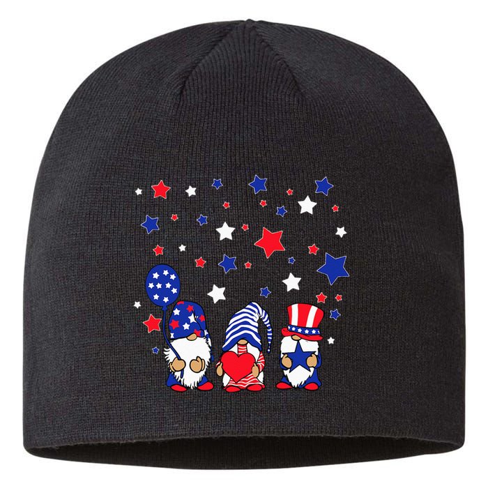 Three Gnomes 4th Of July Red White and Blue Sustainable Beanie