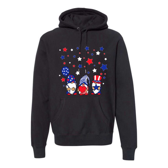 Three Gnomes 4th Of July Red White and Blue Premium Hoodie