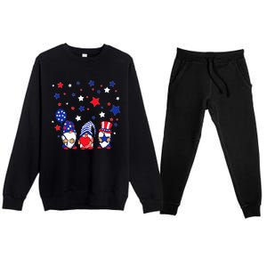 Three Gnomes 4th Of July Red White and Blue Premium Crewneck Sweatsuit Set