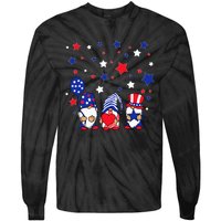 Three Gnomes 4th Of July Red White and Blue Tie-Dye Long Sleeve Shirt