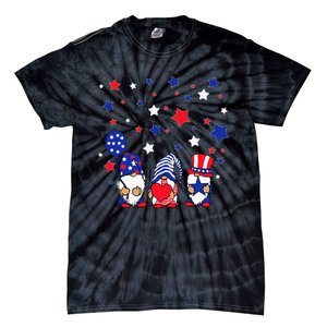 Three Gnomes 4th Of July Red White and Blue Tie-Dye T-Shirt