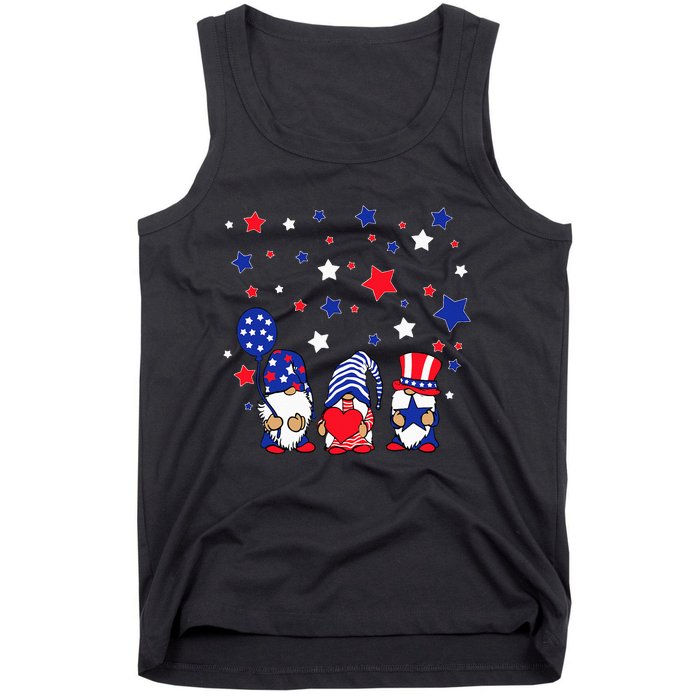 Three Gnomes 4th Of July Red White and Blue Tank Top