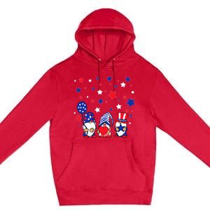 Three Gnomes 4th Of July Red White and Blue Premium Pullover Hoodie