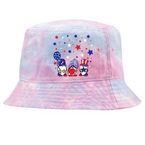 Three Gnomes 4th Of July Red White and Blue Tie-Dyed Bucket Hat