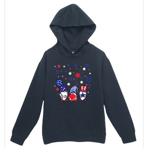 Three Gnomes 4th Of July Red White and Blue Urban Pullover Hoodie