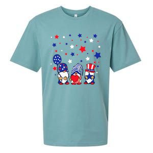 Three Gnomes 4th Of July Red White and Blue Sueded Cloud Jersey T-Shirt