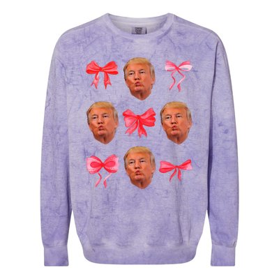 Trump Girl 47 President Maga Coquette Bow Girly Colorblast Crewneck Sweatshirt