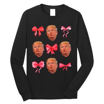 Trump Girl 47 President Maga Coquette Bow Girly Long Sleeve Shirt