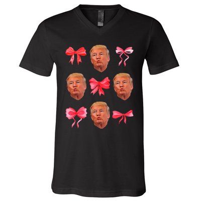 Trump Girl 47 President Maga Coquette Bow Girly V-Neck T-Shirt