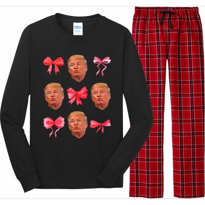 Trump Girl 47 President Maga Coquette Bow Girly Long Sleeve Pajama Set