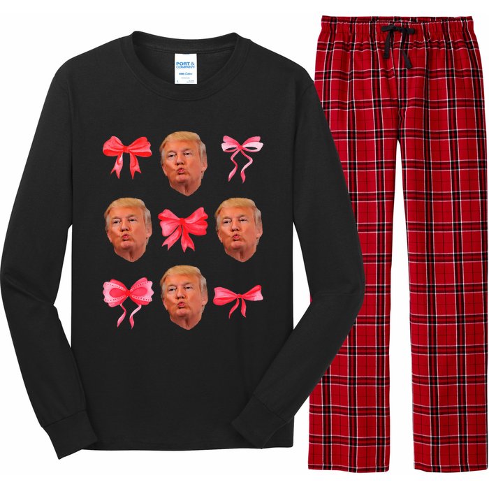 Trump Girl 47 President Maga Coquette Bow Girly Long Sleeve Pajama Set