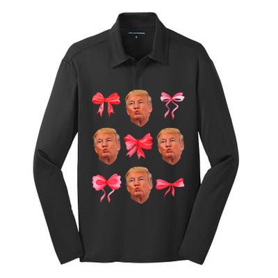 Trump Girl 47 President Maga Coquette Bow Girly Silk Touch Performance Long Sleeve Polo