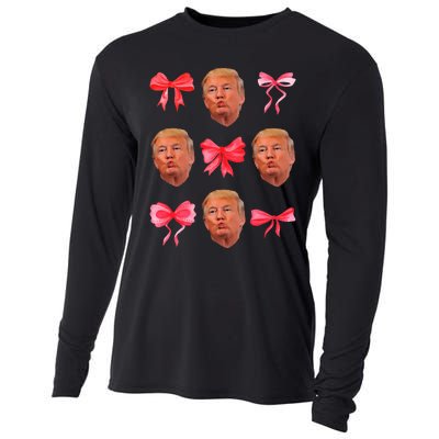 Trump Girl 47 President Maga Coquette Bow Girly Cooling Performance Long Sleeve Crew