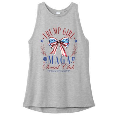 Trump Girl 45 47 Maga Est 2024 Social Club Ladies PosiCharge Tri-Blend Wicking Tank