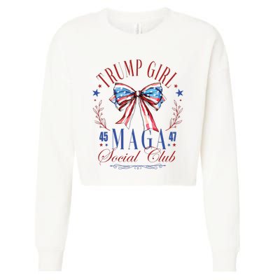 Trump Girl 45 47 Maga Est 2024 Social Club Cropped Pullover Crew