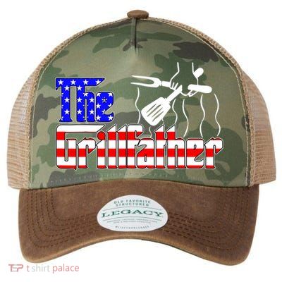 The Grill-father 4th Of July Funny Grilling BBQ American Dad Legacy Tie Dye Trucker Hat