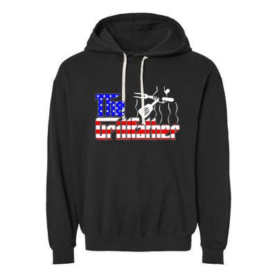 The Grill-father 4th Of July Funny Grilling BBQ American Dad Garment-Dyed Fleece Hoodie