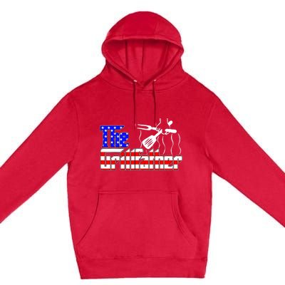 The Grill-father 4th Of July Funny Grilling BBQ American Dad Premium Pullover Hoodie