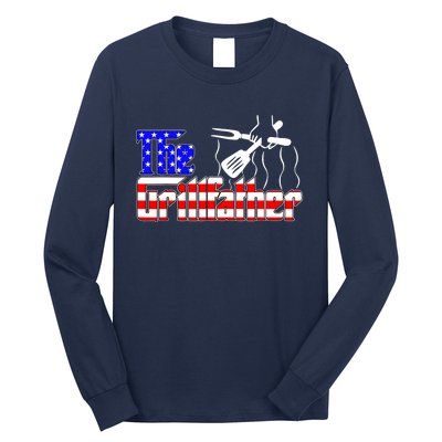 The Grill-father 4th Of July Funny Grilling BBQ American Dad Long Sleeve Shirt