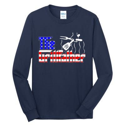 The Grill-father 4th Of July Funny Grilling BBQ American Dad Tall Long Sleeve T-Shirt