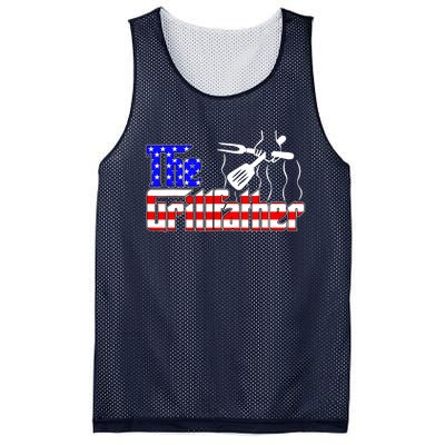 The Grill-father 4th Of July Funny Grilling BBQ American Dad Mesh Reversible Basketball Jersey Tank