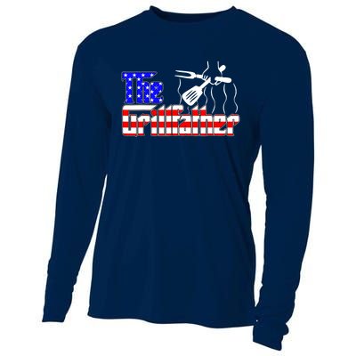 The Grill-father 4th Of July Funny Grilling BBQ American Dad Cooling Performance Long Sleeve Crew