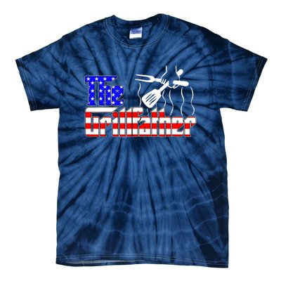 The Grill-father 4th Of July Funny Grilling BBQ American Dad Tie-Dye T-Shirt