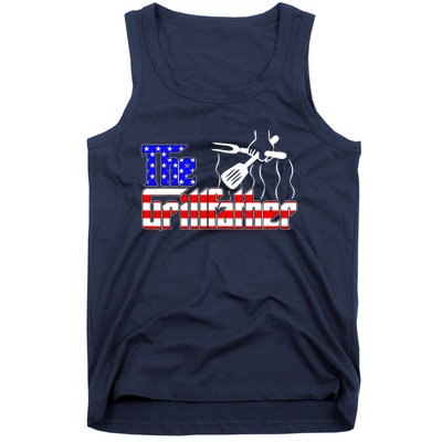 The Grill-father 4th Of July Funny Grilling BBQ American Dad Tank Top