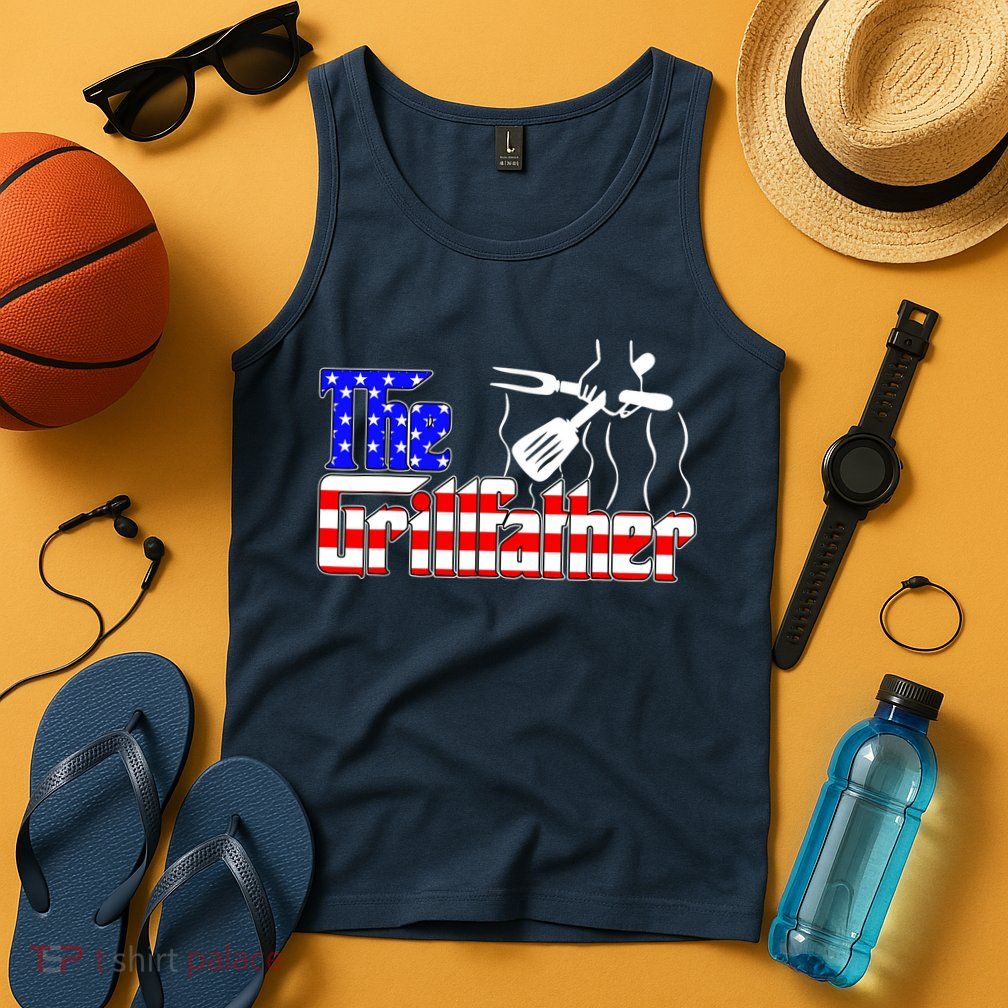 The Grill-father 4th Of July Funny Grilling BBQ American Dad Tank Top
