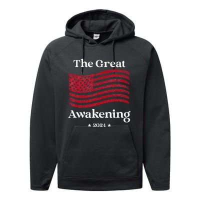 The Great Awakening 2024 Election Usa Flag Performance Fleece Hoodie